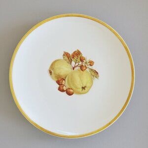 Vintage PM Jaeger & Co. Harvest Dinner Plate Yellow Apple & Nuts Heavy Gold Trim